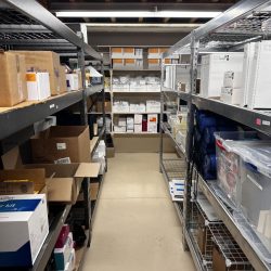 Clinical research center Ancillary Storage Room is designed and dedicated space providing ample storage of supplemental supplies essential to clinical trials.