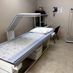 Clinical research center Dexa Scan room designed for patient convenience and comfort.