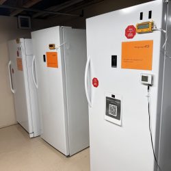 Clinical research center Dedicated Refrigerator & Freezer Room provided to securely store investigational products and clinical trial samples.